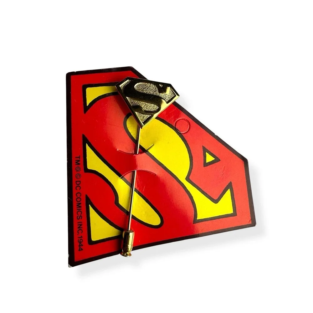 NOS Vintage Superman‎ S Chest Logo Comic Brass Collectible Stick Pin 1977